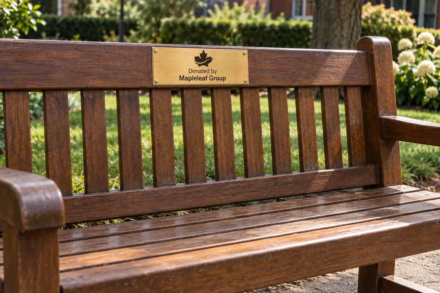 A bench donated by Mapleleaf Group to Phoenix Park, Blakenhall